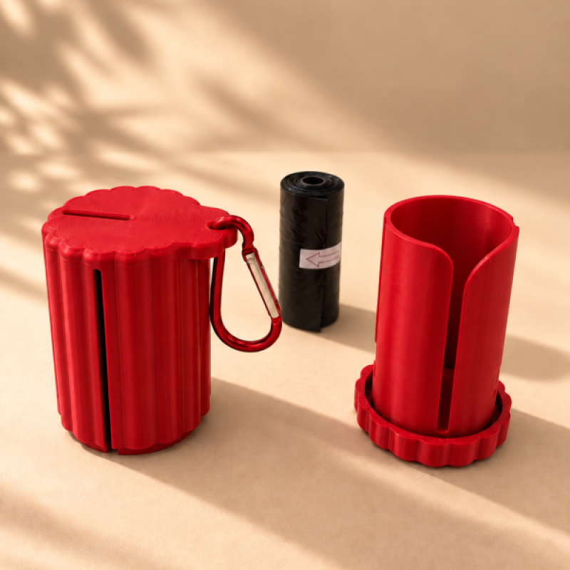 Porte sacs-à-crotte Fleur — Rouge Ecrevisse (Satiné)